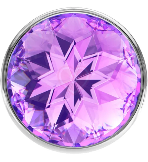 Анальная пробка с фиолетовым кристаллом Diamond Purple Sparkle Xl серебро фото 2