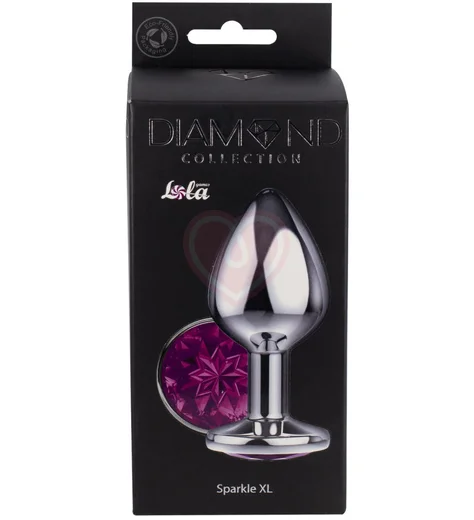 Анальная пробка с фиолетовым кристаллом Diamond Purple Sparkle Xl серебро фото 3