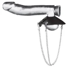 Кожаная утяжка для мошонки с металлическими цепочками 3,5 Parachute Ball Stretcher