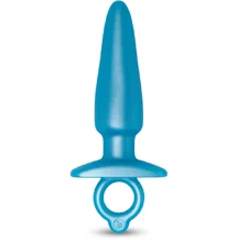 Анальная пробка с ограничительным кольцом Sleek Plug голубая