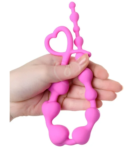 Длинные анальные бусы с сердечками ToDo Sweety розовые фото 4