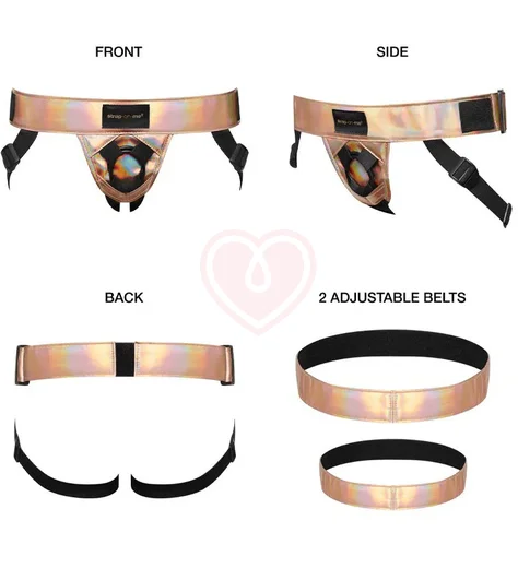Пояс для страпона Strap-On-Me Curious Harness One Size персиковый металлик фото 7
