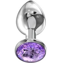 Анальная пробка с фиолетовым кристаллом Diamond Purple Sparkle Xl серебро
