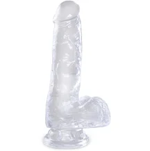 Гелевый фаллоимитатор с мошонкой King Cock Clear 13 см прозрачный