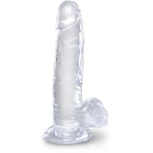 Гелевый фаллоимитатор с мошонкой King Cock Clear 15 см прозрачный