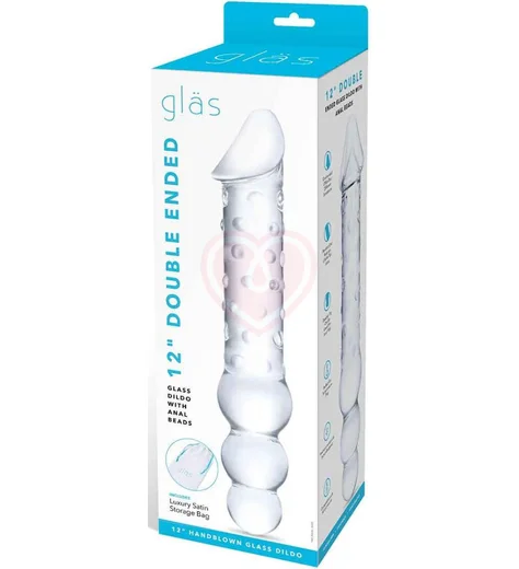 Двусторонний стеклянный рельефный фаллоимитатор Glas Double Ended фото 4