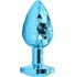 Текстурная алюминиевая анальная пробка Kanikule Medium с кристаллом голубая фото 1