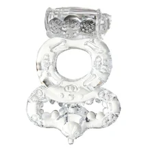 Эрекционное виброкольцо с петлёй для мошонки Toyfa прозрачное