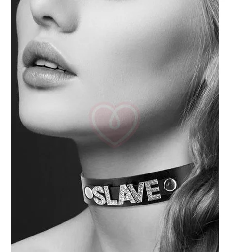 Чокер Bijoux Pour Toi с надписью Slave чёрный фото 1