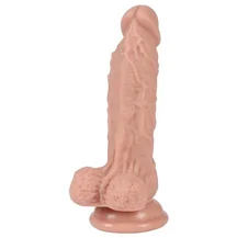 Реалистичный силиконовый фаллоимитатор Real с мошонкой на присоске 13 см