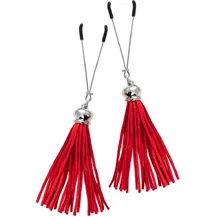 Зажимы-вилки на соски с замшевыми кисточками Pecado BDSM красные