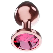 Анальная пробка с рубиновым кристаллом Diamond Ruby Shine S розовое золото