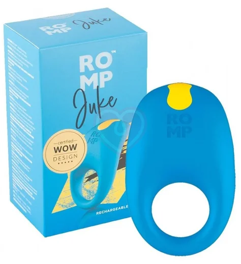 Эрекционное виброкольцо Romp Juke Cockring голубое фото 5