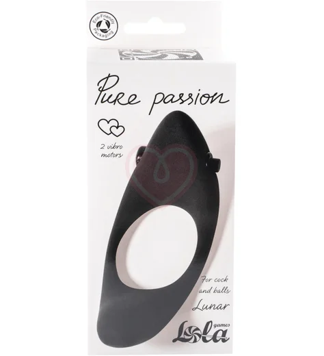 Эрекционное кольцо с двумя вибропулями Pure Passion Lunar чёрное фото 2