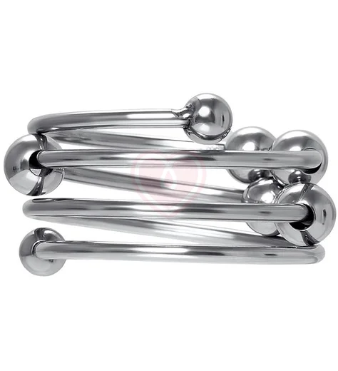 Кольцо под головку члена с движущимися шариками Metal by Toyfa серебристое 4 см фото 1