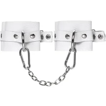 Кожаные наручники с люверсами Pecado BDSM белые