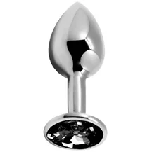 Анальная пробка Alive Mini Metal Butt Plug M с чёрным кристаллом