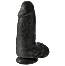 Толстый фаллоимитатор с мошонкой на присоске Pipedream King Cock Chubby черный