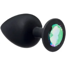 Большая анальная пробка Emotions Cutie Large чёрная с кристаллом цвета лунного камня