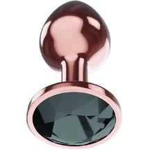 Анальная пробка с чёрным кристаллом Diamond Jet Shine L розовое золото