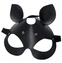 Открытая маска с кошачьими ушками Pecado BDSM черная