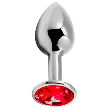 Стальная анальная пробка Alive Mini Metal Butt S с красным кристаллом