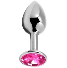 Стальная анальная пробка Alive Mini Metal Butt M с розовым кристаллом