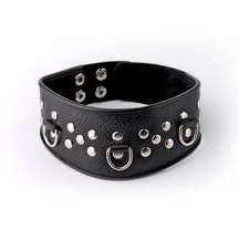 Ошейник широкий с металлическими колечками Sitabella чёрный