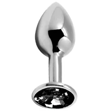 Стальная анальная пробка Alive Mini Metal Butt S с чёрным кристаллом
