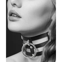 Широкий чокер с кольцом Bijoux Pour Toi чёрный