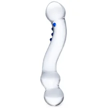 Изогнутый стеклянный стимулятор Textured G-Spot Glass Dildo прозрачный
