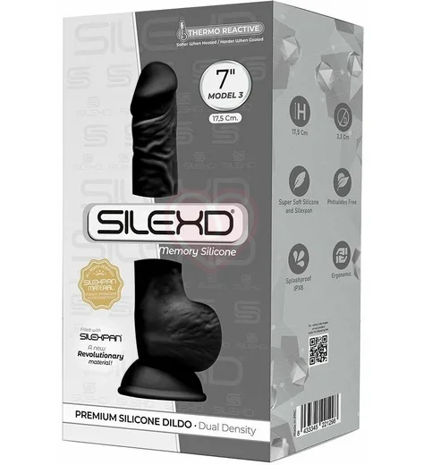 Реалистичный фаллоимитатор Silexd Model 3 17 см чёрный фото 2