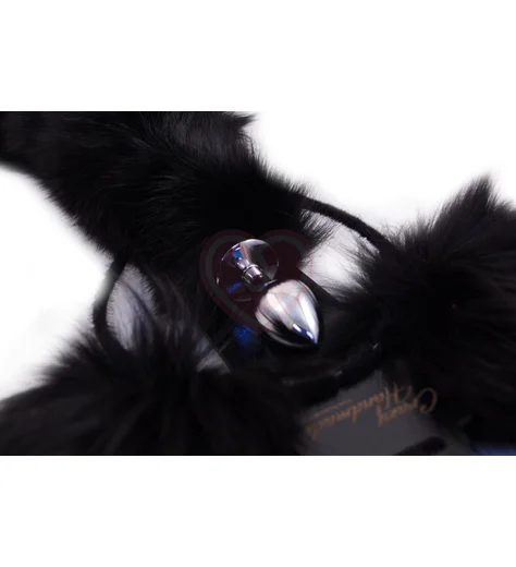 Анальная пробка с хвостом и ушками из натурального меха Crazy Handmade фото 3