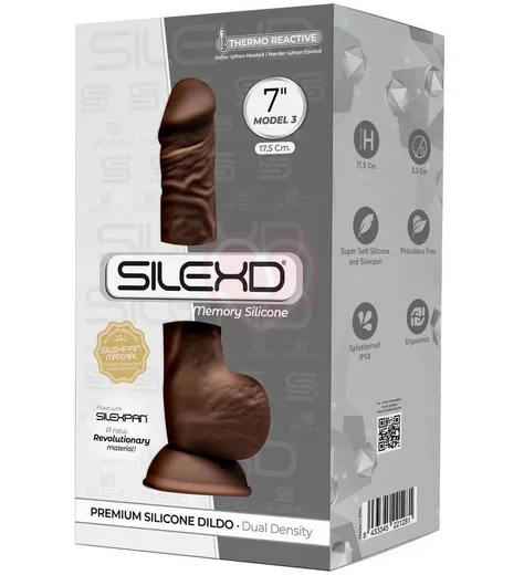 Реалистичный фаллоимитатор Silexd Model 3 17 см коричневый фото 2