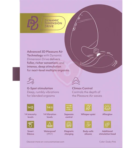 Вибратор с вакуумно-волновой стимуляцией клитора Womanizer Next Duo розовый фото 12