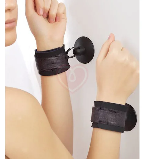 Наручники мягкие с присосками Sitabella чёрные фото 2