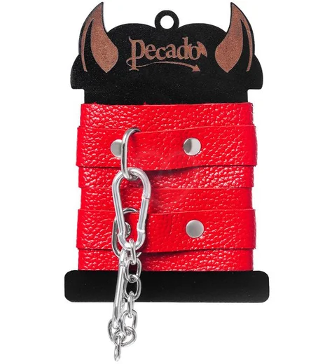 Наручники-браслеты со скругленными углами Pecado BDSM красные фото 6