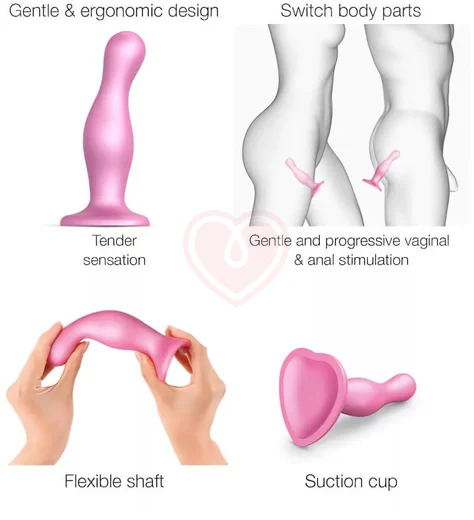 Изогнутый фаллоимитатор Strap-On-Me Dildo Plug Curvy размер M 14 см розовый фото 5