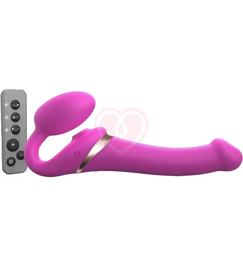 Безремневой страпон с вакуумной стимуляцией и пультом Strap-On-Me Multi Orgasm M розовый фото 1
