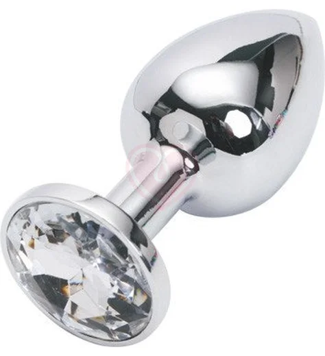 Подарочная малая анальная пробка Jewelry Butt Plug Silver Diamond серебряная с алмазом фото 1