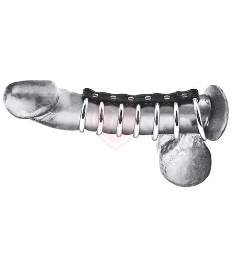 Тяжёлый хомут на пенис с 7 металлическими кольцами Gates of Hell фото 1