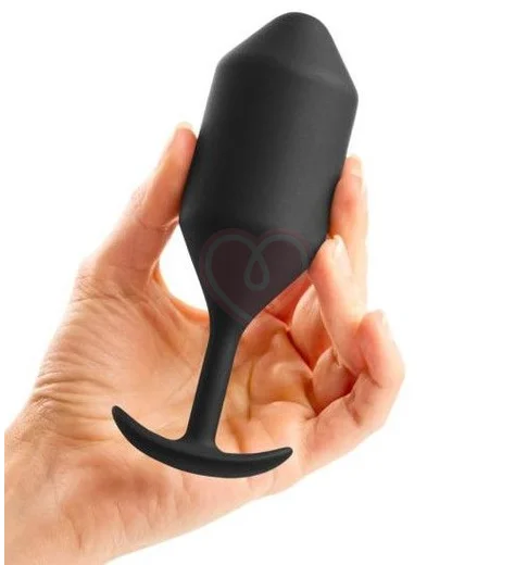 Утяжелённая анальная пробка для ношения b-Vibe Snug Plug 4 большая чёрная фото 3
