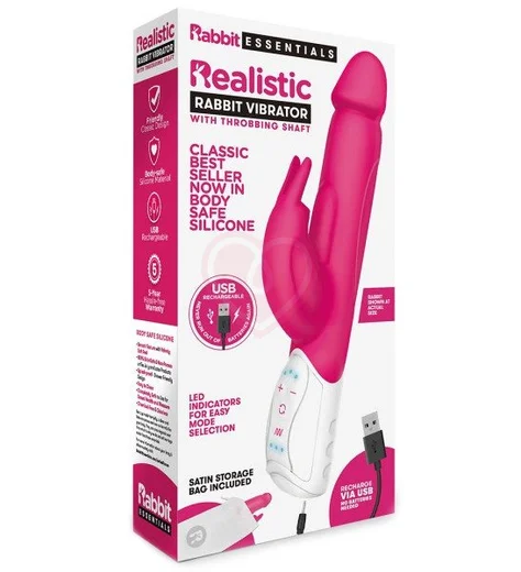Вибратор с клиторальной стимуляцией и пульсацией Realistic Rabbit розовый фото 4