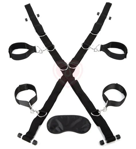Фиксаторы для рук и ног с креплением на дверь Lux Fetish Over the Door Cross чёрные фото 1