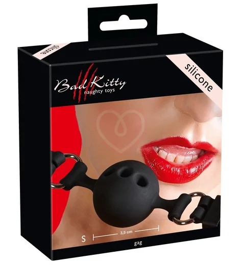 Кляп с шариком Bad Kitty Small 3,5 см чёрный фото 3