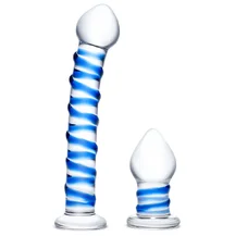 Набор из 2 стеклянных игрушек Glas Swirly Dildo & Butt Plug Set