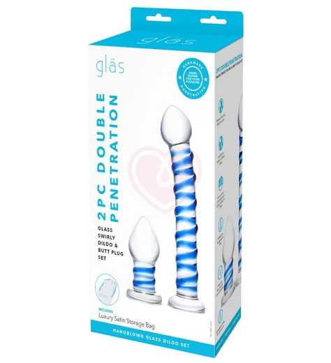 Набор из 2 стеклянных игрушек Glas Swirly Dildo & Butt Plug Set фото 5