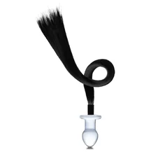 Стеклянная анальная пробка Glas Horse Tail с хвостом