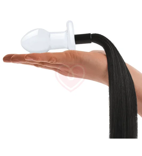 Стеклянная анальная пробка Glas Horse Tail с хвостом фото 4