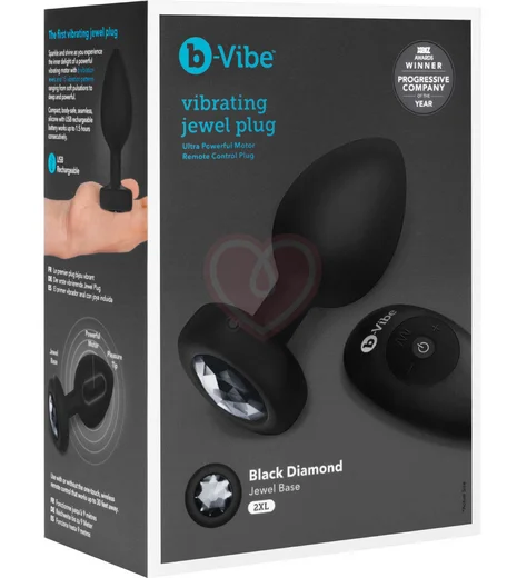 Большая вибропробка b-Vibe Vibrating Jewel Plug с кристаллом и пультом чёрная фото 2
